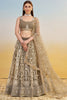 Glamorous Brown Thread Work Net Designer Lehenga Choli With Dupatta