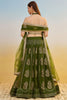 Astonishing Green Thread Embroidered Mehendi Wear Lehenga Choli