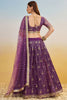 Incredible Purple Thread Work Net Bridesmaid Lehenga Choli