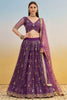 Incredible Purple Thread Work Net Bridesmaid Lehenga Choli
