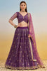 Incredible Purple Thread Work Net Bridesmaid Lehenga Choli