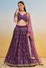 Incredible Purple Thread Work Net Bridesmaid Lehenga Choli