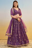 Incredible Purple Thread Work Net Bridesmaid Lehenga Choli