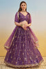 Incredible Purple Thread Work Net Bridesmaid Lehenga Choli
