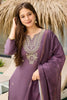 Incredible Purple Thread Embroidered Rayon Event Wear Suit With Dupatta