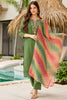 Magnetic Green Rayon Event Wear Pant Suit With Bandhani Dupatta