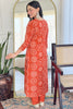 Wonderful Orange Printed Rayon Event Wear Pant Suit With Dupatta