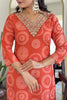 Wonderful Orange Printed Rayon Event Wear Pant Suit With Dupatta