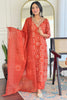 Wonderful Orange Printed Rayon Event Wear Pant Suit With Dupatta