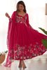 Pretty Pink Floral Printed Organza Traditional Anarkali Suit