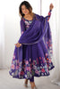 Glamorous Purple Floral Printed Organza Casual Wear Anarkali Suit