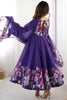 Glamorous Purple Floral Printed Organza Casual Wear Anarkali Suit