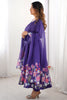 Glamorous Purple Floral Printed Organza Casual Wear Anarkali Suit