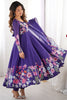 Glamorous Purple Floral Printed Organza Casual Wear Anarkali Suit