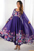 Glamorous Purple Floral Printed Organza Casual Wear Anarkali Suit