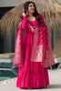 Gorgeous Pink Silk Wedding Wear Anarkali Suit With Banarasi Dupatta