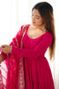 Marvelous Hot Pink Anarkali Suit With Banarsi Silk Dupatta