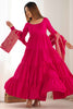 Marvelous Hot Pink Anarkali Suit With Banarsi Silk Dupatta