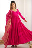 Marvelous Hot Pink Anarkali Suit With Banarsi Silk Dupatta