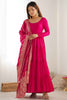 Marvelous Hot Pink Anarkali Suit With Banarsi Silk Dupatta