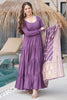 Wonderful Purple Chanderi Silk Anarkali Suit With Banarasi Dupatta