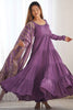 Delightful Purple Chanderi Anarkali Suit With Banarasi Dupatta