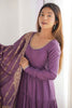 Delightful Purple Chanderi Anarkali Suit With Banarasi Dupatta