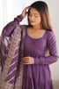 Delightful Purple Chanderi Anarkali Suit With Banarasi Dupatta