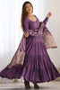 Delightful Purple Chanderi Anarkali Suit With Banarasi Dupatta