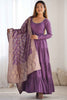 Delightful Purple Chanderi Anarkali Suit With Banarasi Dupatta