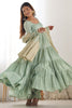 Beautiful Pista Green Anarkali Gown With Banarasi Silk Dupatta