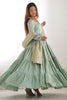 Beautiful Pista Green Anarkali Gown With Banarasi Silk Dupatta