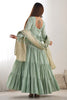 Beautiful Pista Green Anarkali Gown With Banarasi Silk Dupatta