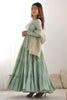 Beautiful Pista Green Anarkali Gown With Banarasi Silk Dupatta