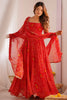 Fabulous Red Bandhani Printed Georgette Festival Wear Anarkali Suit