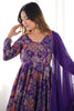 Dazzling Purple Printed Silk Festive Wear Palazzo Suit With Dupatta