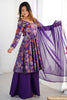 Dazzling Purple Printed Silk Festive Wear Palazzo Suit With Dupatta