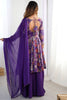 Dazzling Purple Printed Silk Festive Wear Palazzo Suit With Dupatta