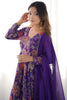 Dazzling Purple Printed Silk Festive Wear Palazzo Suit With Dupatta