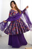 Dazzling Purple Printed Silk Festive Wear Palazzo Suit With Dupatta