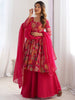 Alluring Rani Pink Floral Printed Silk Festival Wear Palazzo Suit