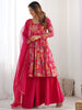 Alluring Rani Pink Floral Printed Silk Festival Wear Palazzo Suit