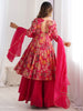 Alluring Rani Pink Floral Printed Silk Festival Wear Palazzo Suit