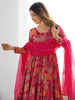 Alluring Rani Pink Floral Printed Silk Festival Wear Palazzo Suit