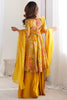 Shocking Yellow Floral Printed Silk Designer Palazzo Suit With Dupatta