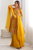 Shocking Yellow Floral Printed Silk Designer Palazzo Suit With Dupatta