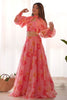 Lovely Pink Floral Print Organza Party Wear Lehenga With Blouse