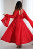 Appealing Red Lucknowi Work Georgette Anarkali Suit With Dupatta