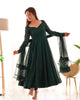 Attractive Green Lakhnavi Work Georgette Anarkali Suit With Dupatta