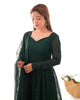 Attractive Green Lakhnavi Work Georgette Anarkali Suit With Dupatta